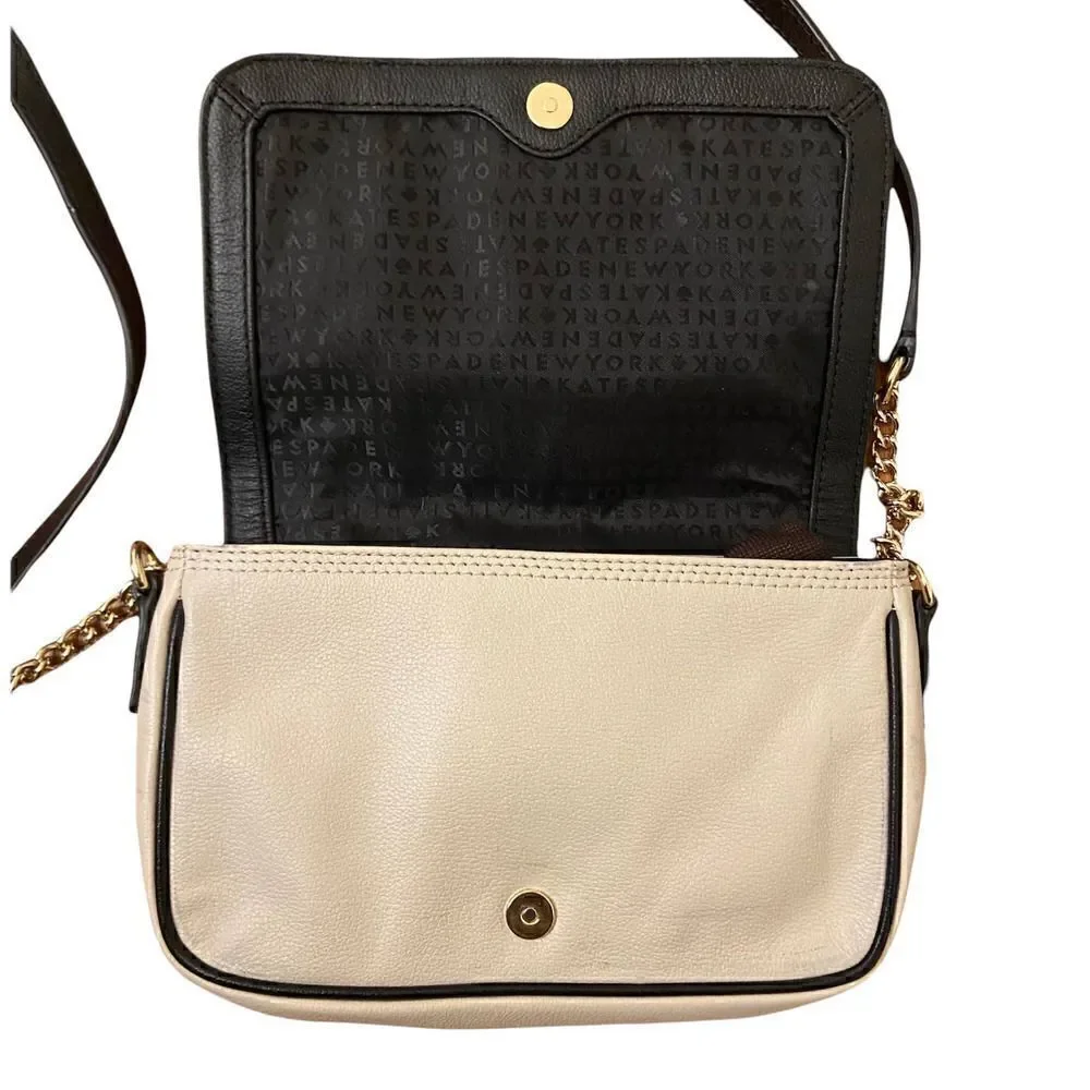Kate Spade Primrose Hill Little Kaelin Crossbody Cream & Black Leather Bow